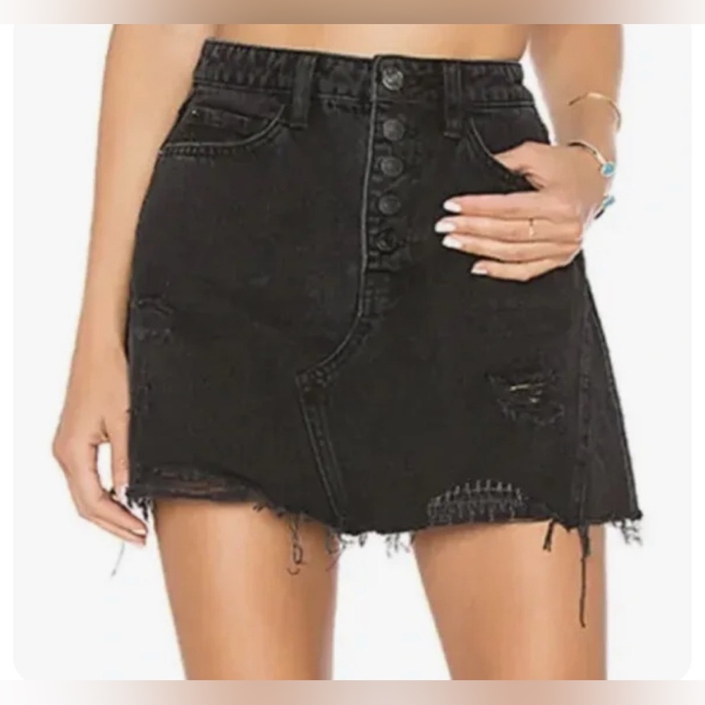 Free People / We The Free - Distressed Denim Mini Skirt